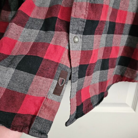 Men's Black Brown 1826 - Size L - Red, Grey &Black Plaid Flannel Button Up Shirt - Picture 8 of 9